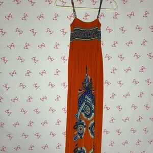 India Boutique Orange and Blue Maxi Dress